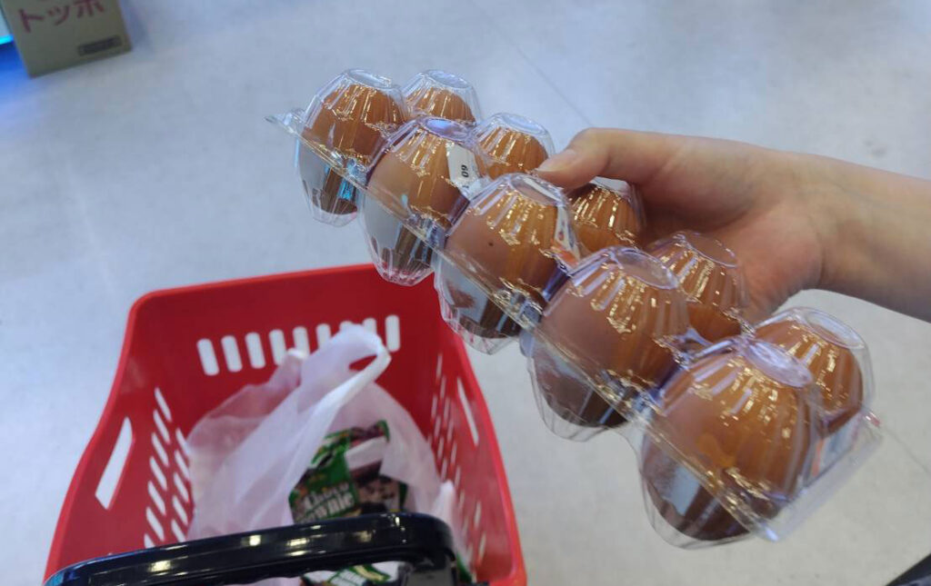 クレーンゲームで取れたキウイと卵パック