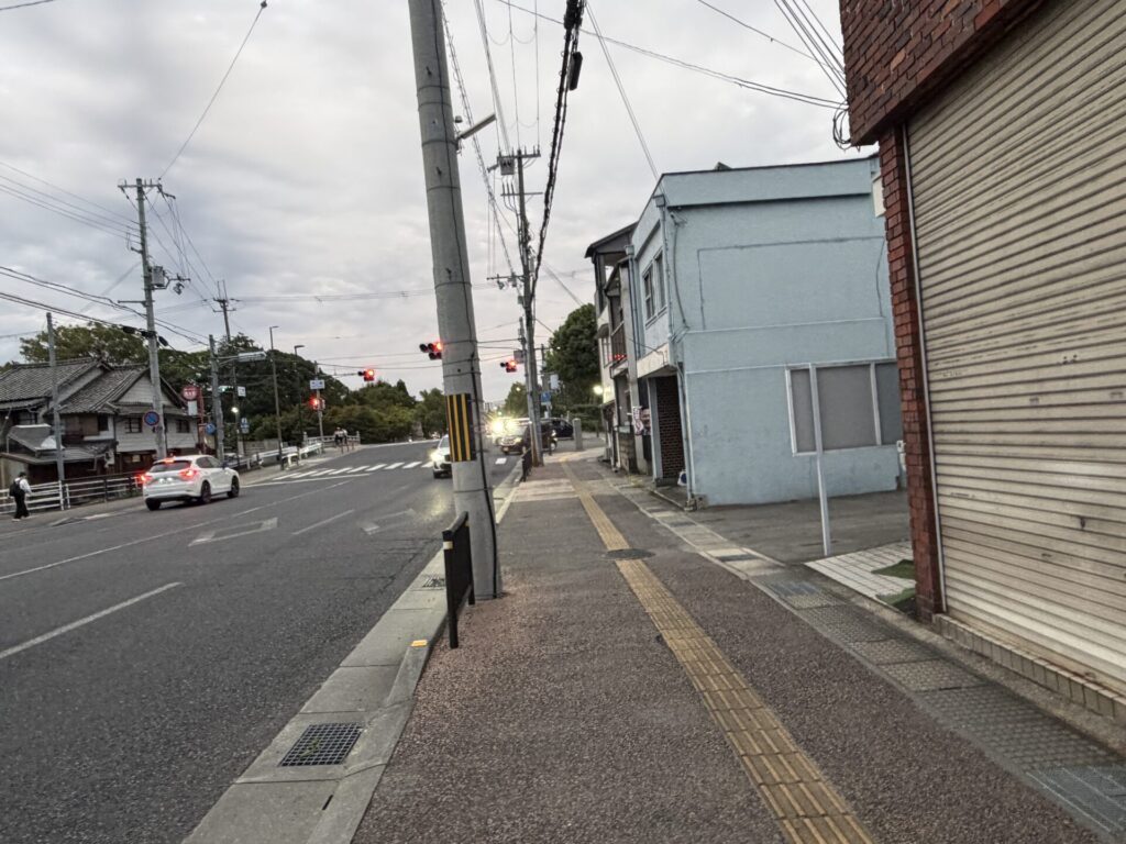酒のやまのの前から姫路城桜橋方面を望む景色