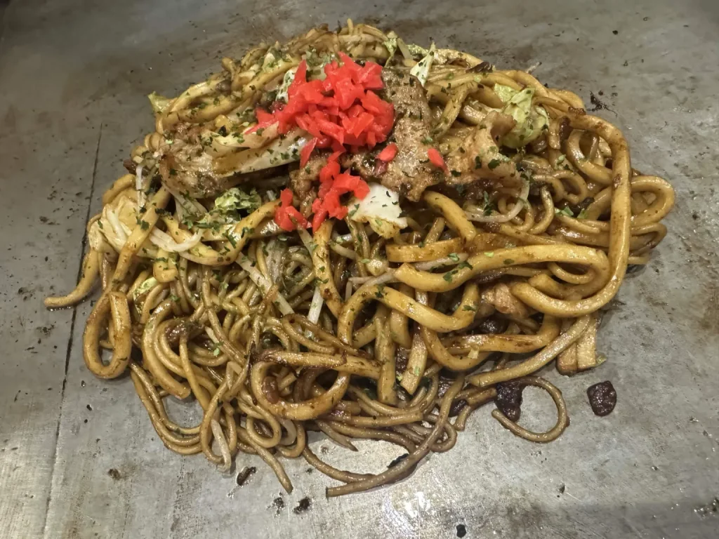 紅生姜がのったチャンポン焼き