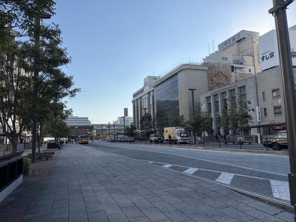 大手前通りから見た山陽百貨店と姫路駅前