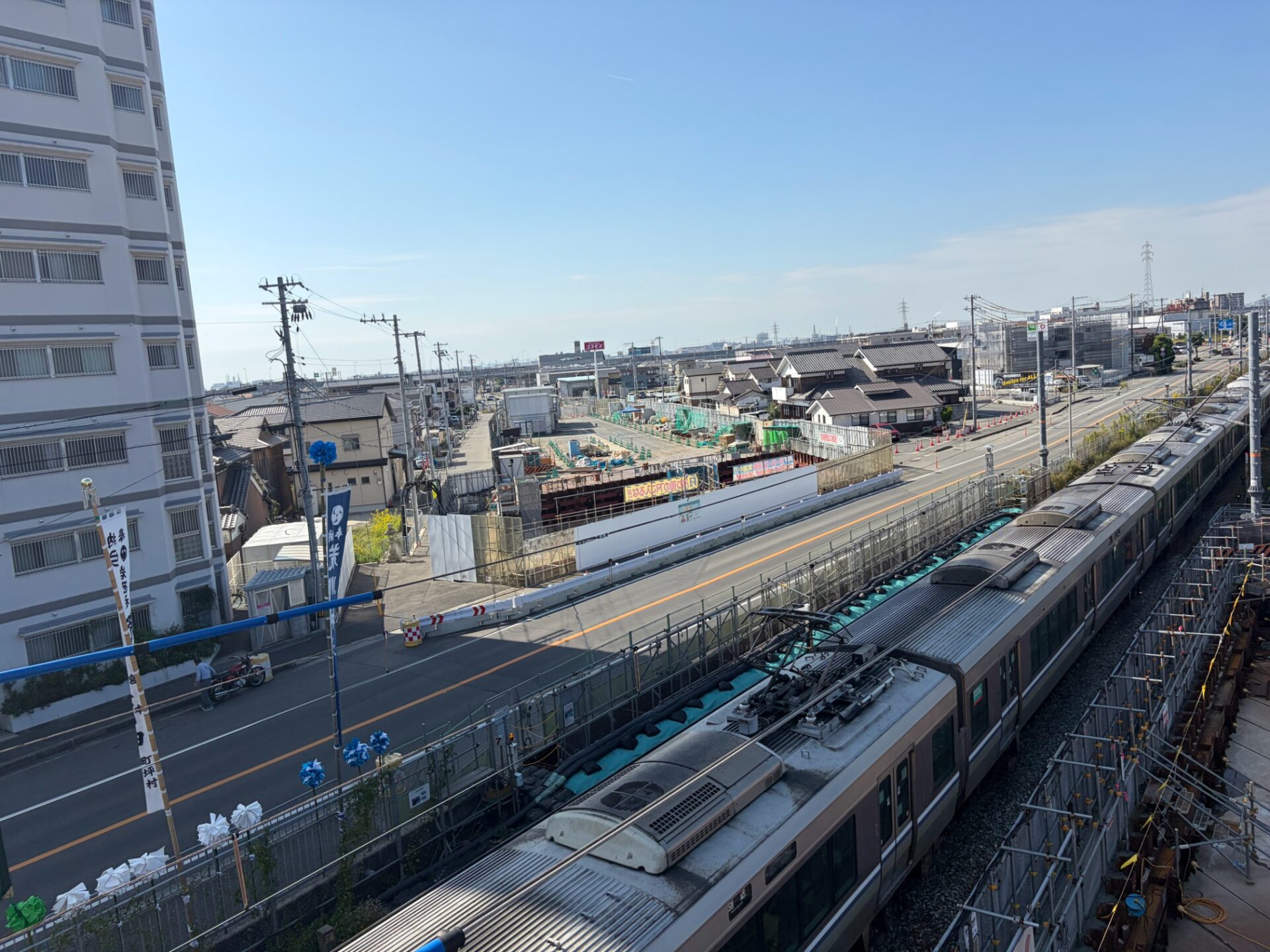 町坪の棚田踏切付近の工事現場